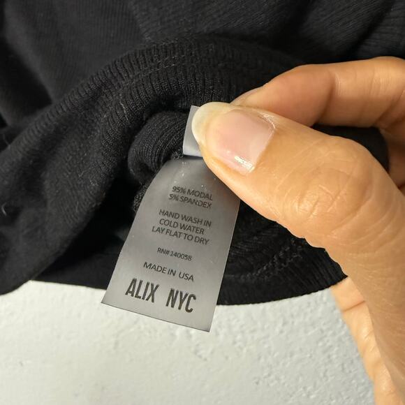 ALIX NYC Black Malone Cut Out Ribbed Stretch-Modal Long Sleeve - Picture 5 of 6